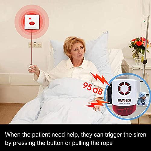 Daytech Daytech Remote Emergency Strobe Siren Alarm Kit Waterproof Outdoor Loud Panic Sos Warning System for Business Home Shop Hotel School 800ft 1 Red Flashing Siren+ 2 Call Buttons