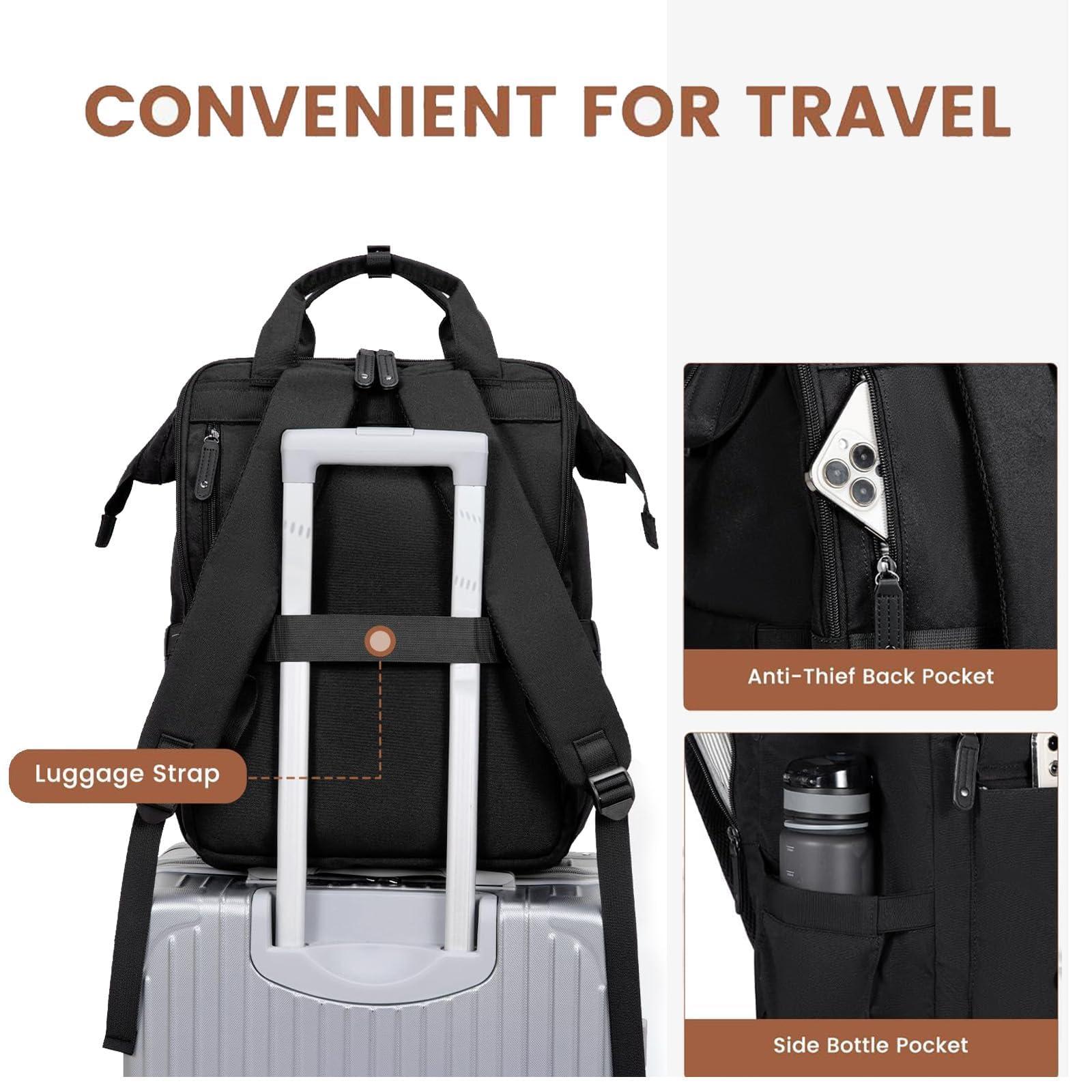 LOVEVOOK LOVEVOOK Laptop Backpack, Travel Bag with 17.3 inch Laptop Compartment, Water Resistant Teacher Nurse Doctor Work Bag, Anti-theft Daypack, Black