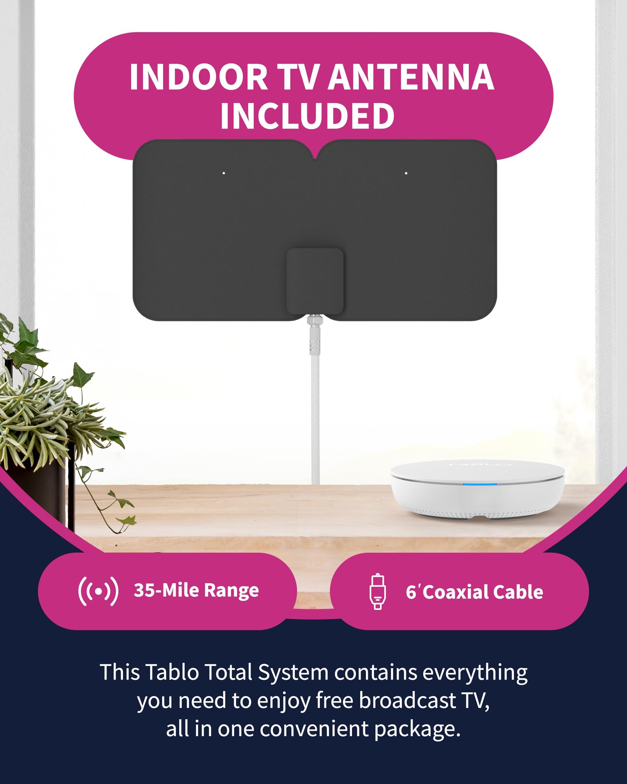 Tablo TV Tablo 4th Gen 2-Tuner Over-The-Air (OTA) DVR + 35-Mile Indoor TV Antenna - Watch, Pause & Record Live TV, News, Sports & Movies Throughout Your Home Over Wi-Fi - 50+ Hrs Recording - No Subscriptions