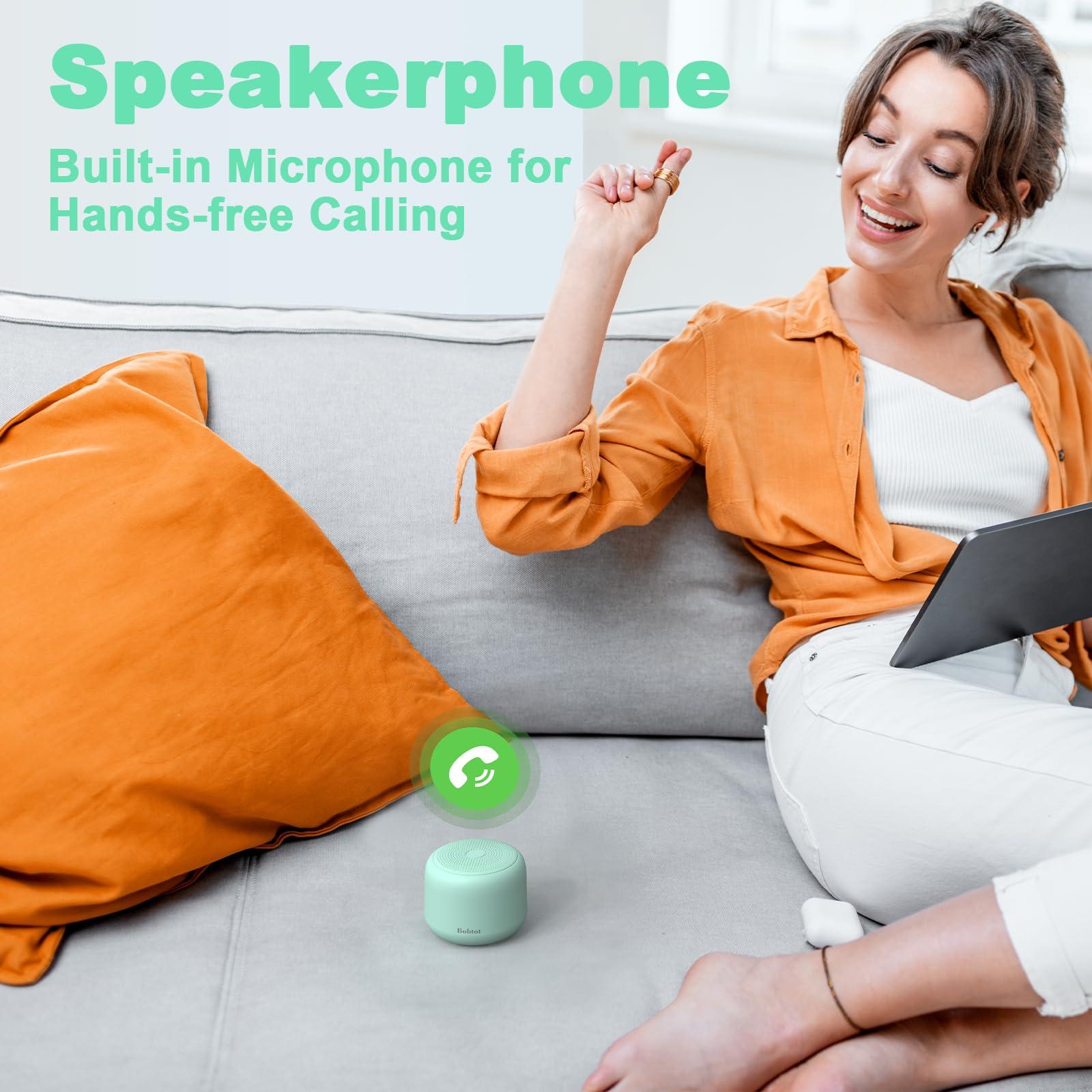 Bobtot Bobtot Portable Bluetooth Speakers with Strap Easy to Carry, Wireless IPX5 Waterproof Mini Speaker with Loud Stereo Sound, 20 Hours Playtime, Rechargeable Battery, Built-in Microphone, Green