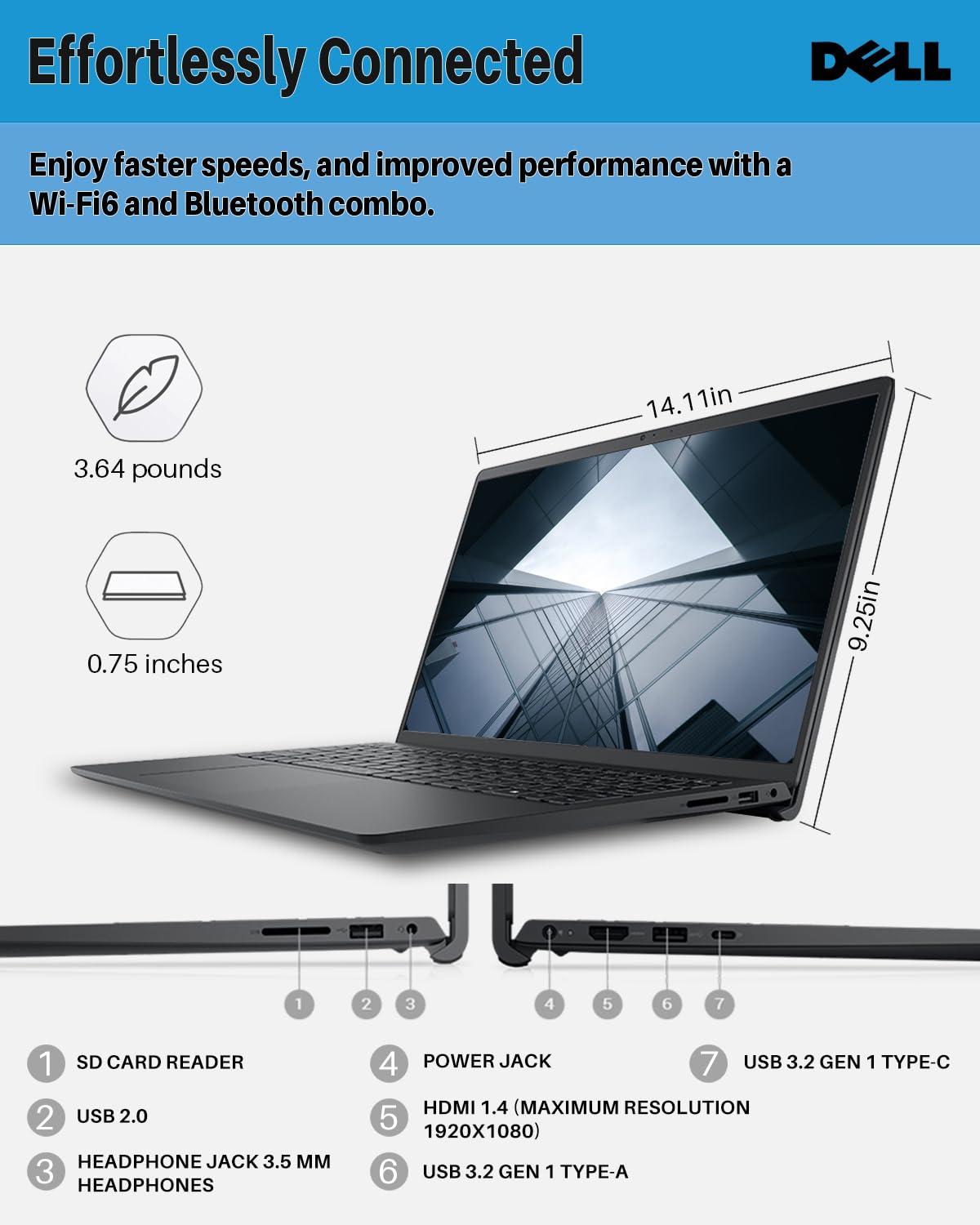 Dell DELL Inspiron 15 Touchscreen Laptop for Business, 15.6" Anti-Glare FHD Laptop, 13th Gen Intel Core i7-1355U(Up to 5GHz, 10 Cores), 64GB RAM, 2TB SSD, 1TB HDD, Wi-Fi 6, Win 11 Pro, with Wired Mouse