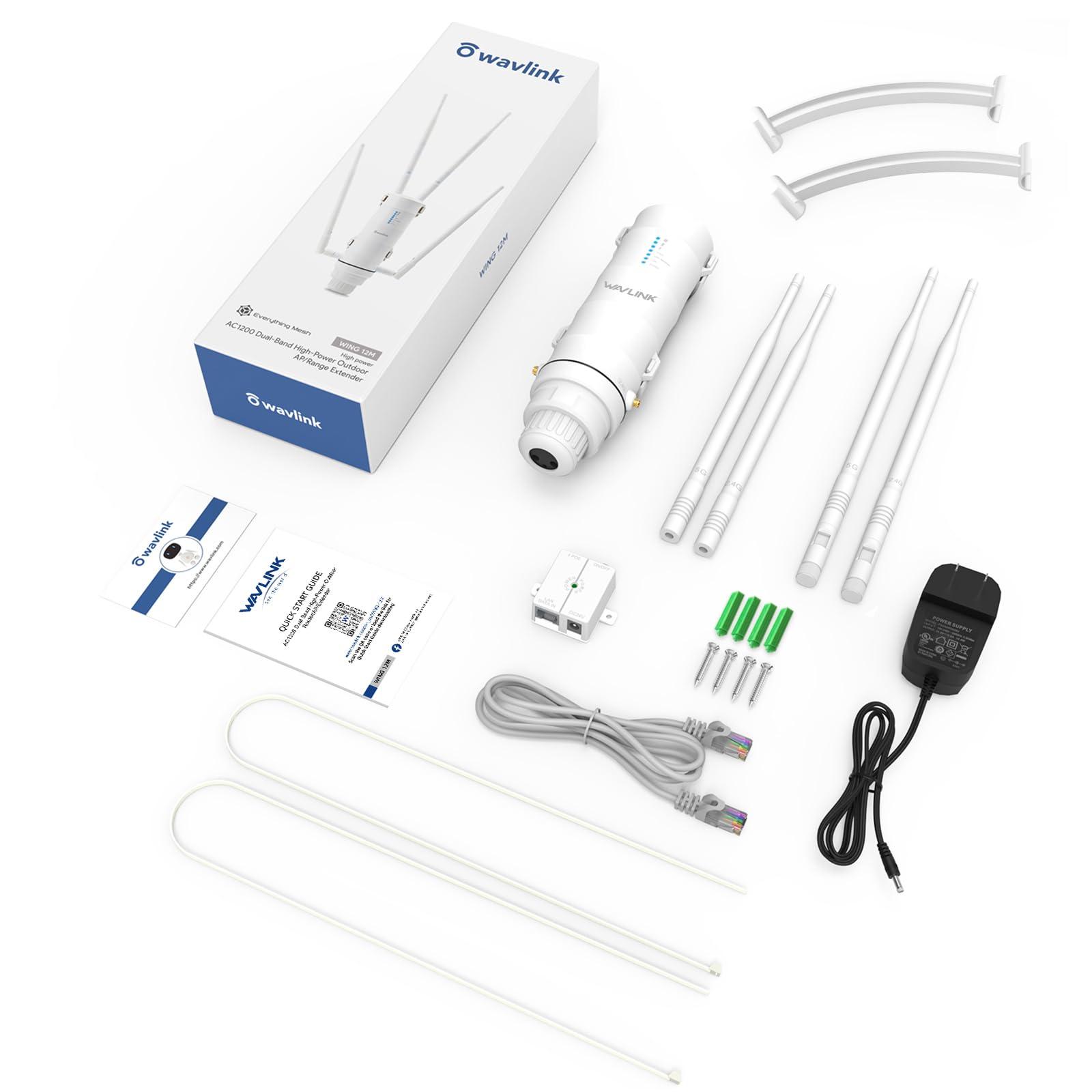 WAVLINK WAVLINK 2025 AC1200 Outdoor WiFi Extender, Long Range Dual Band WiFi Signal Booster Weatherproof with PoE Powered, Gigabit Port, Supports Router/AP/Repeater Modes for Garage,Camping/RV