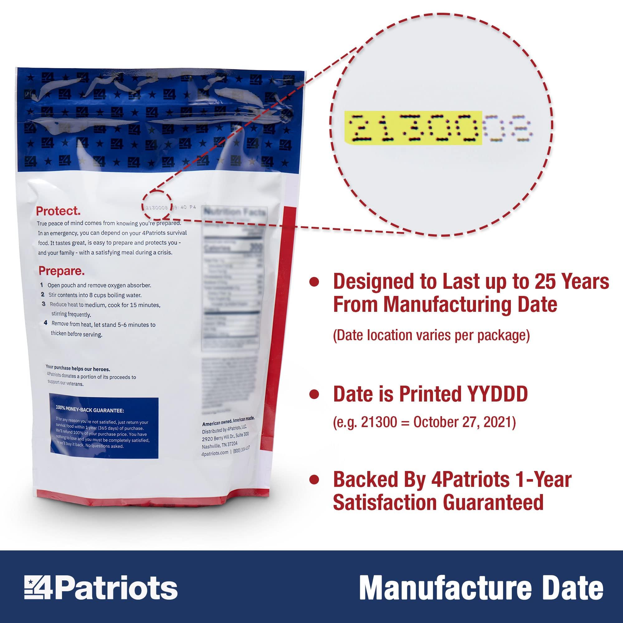 4Patriots 4Patriots 72-Hour Survival Food Kit: Emergency Food Supply Designed to Last 25 Years, 20 Servings