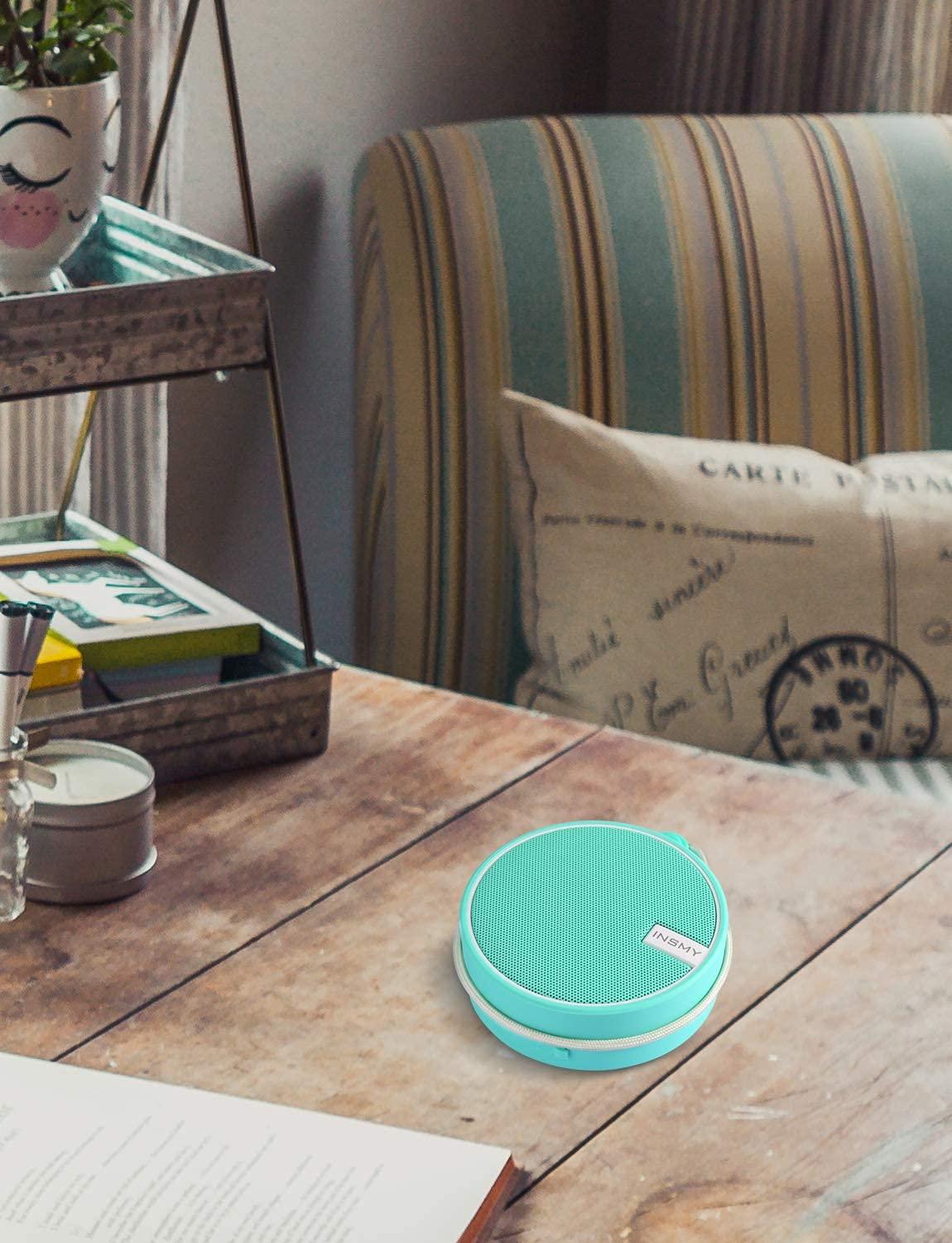 INSMY INSMY C12 IPX7 Waterproof Shower Bluetooth Speaker, Portable Small Speaker, Speakers Bluetooth Wireless Loud Clear Sound Support TF Card Suction Cup for Outdoor Kayak Canoe Beach Gift (Mint)