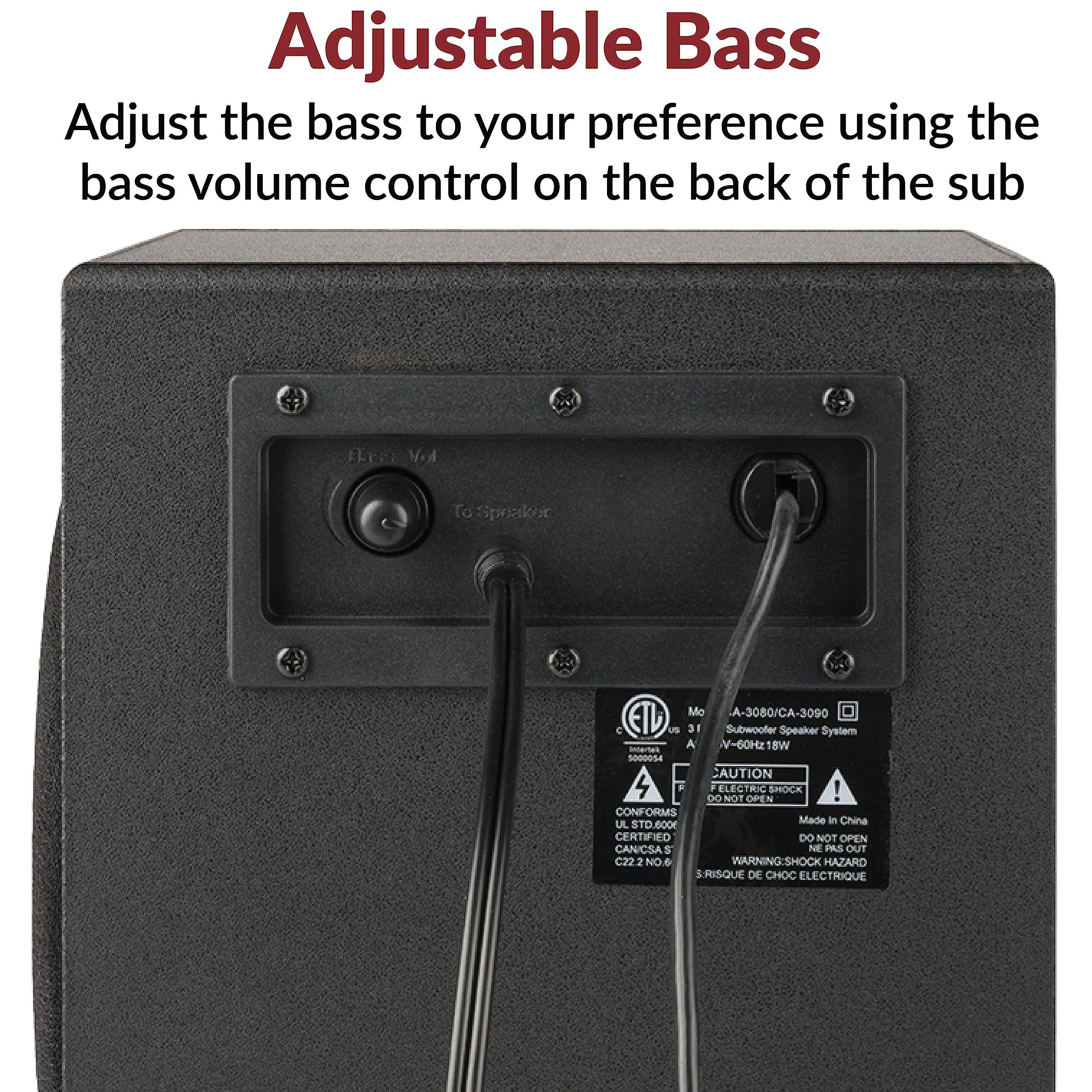 Cyber Acoustics Cyber Acoustics CA-3090 2.1 Speaker System with Subwoofer with 18W of Power Easy Setup and Convenient Controls, Great for Music, Movies, and Gaming