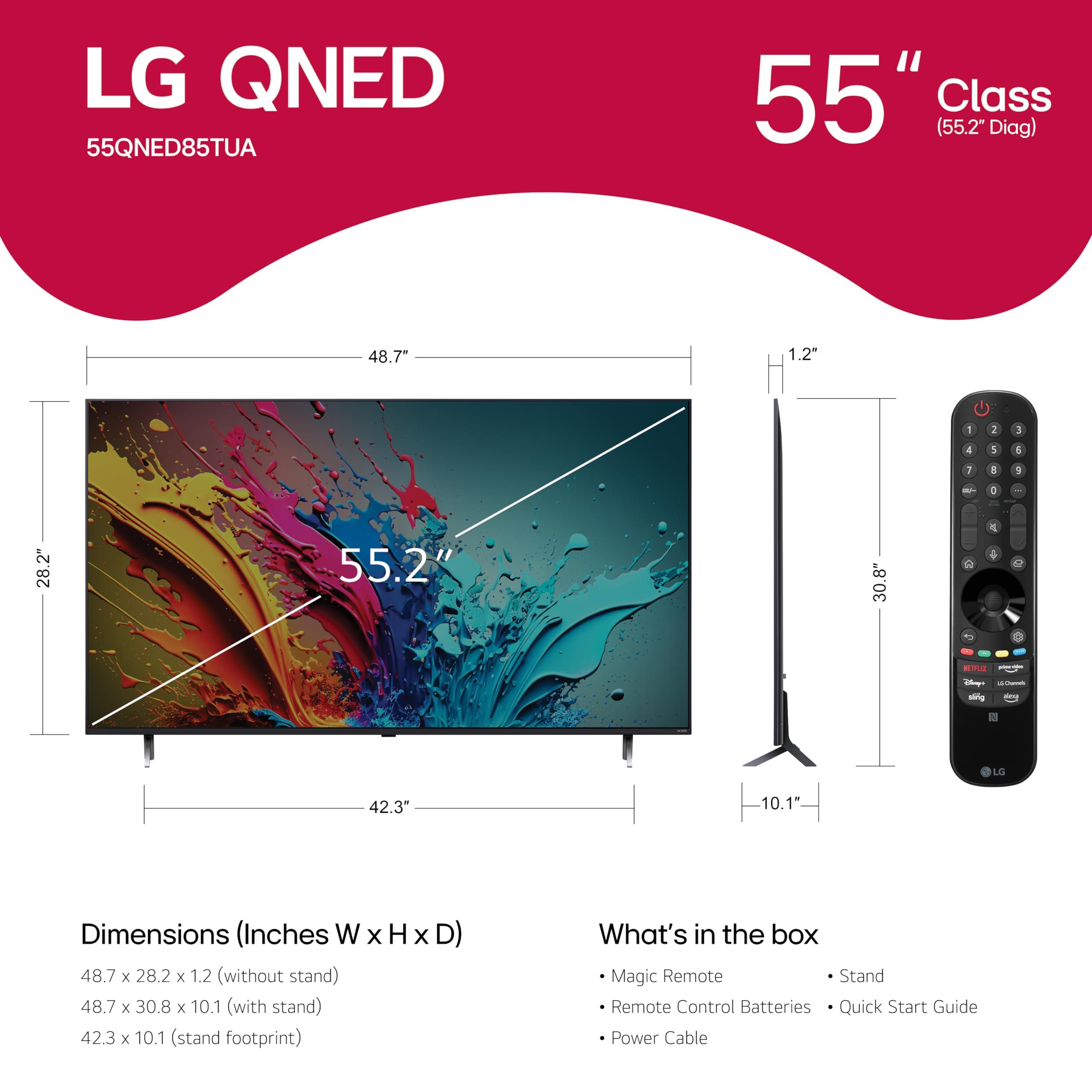 LG LG 55-Inch Class QNED85T Series LED Smart TV 4K Processor Flat Screen with Magic Remote AI-Powered with Alexa Built-in (55QNED85TUA, 2024) (Renewed)