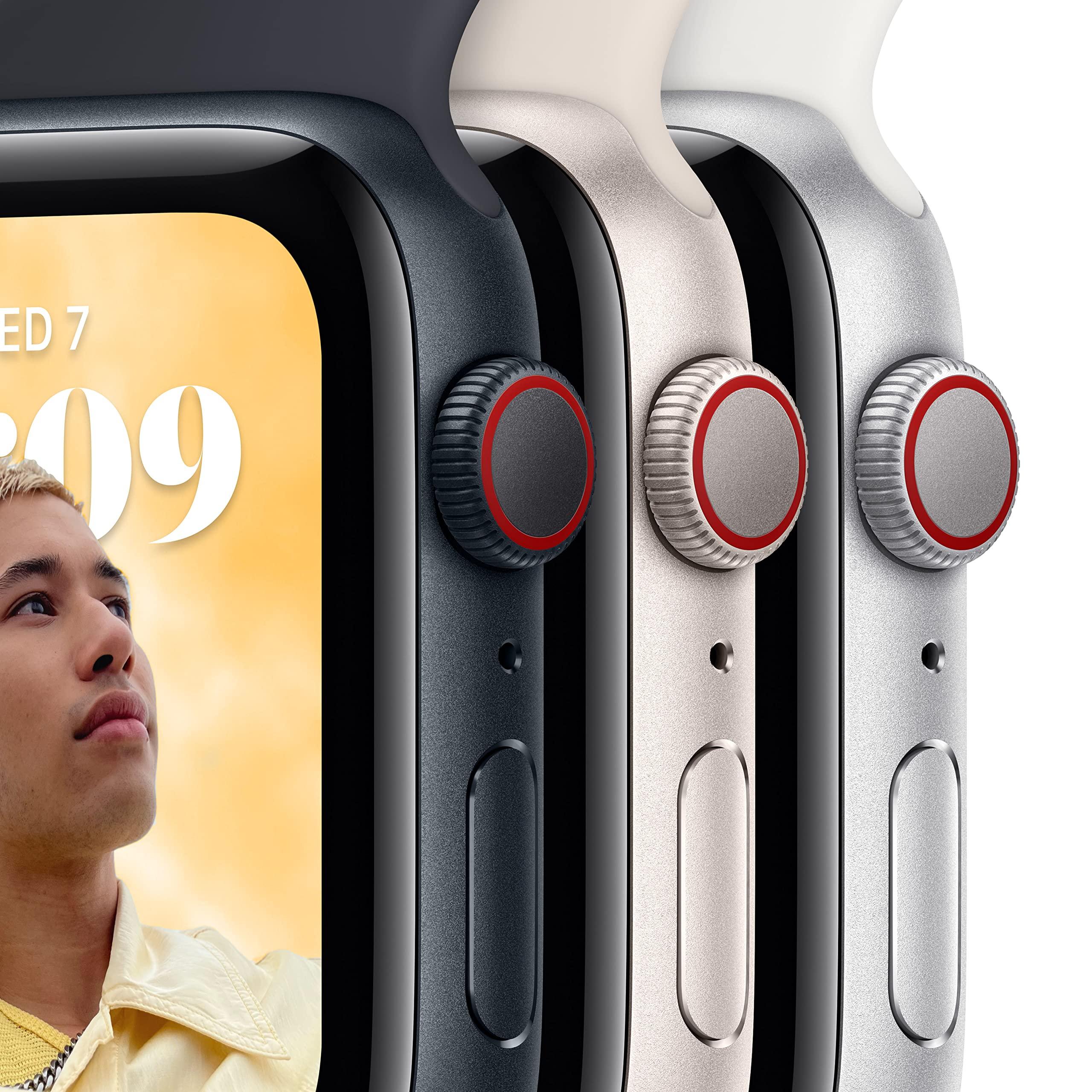 Apple Apple Watch SE (2nd Gen) (GPS + Cellular, 40mm) - Silver Aluminum Case with White Sport Band, S/M (Renewed)