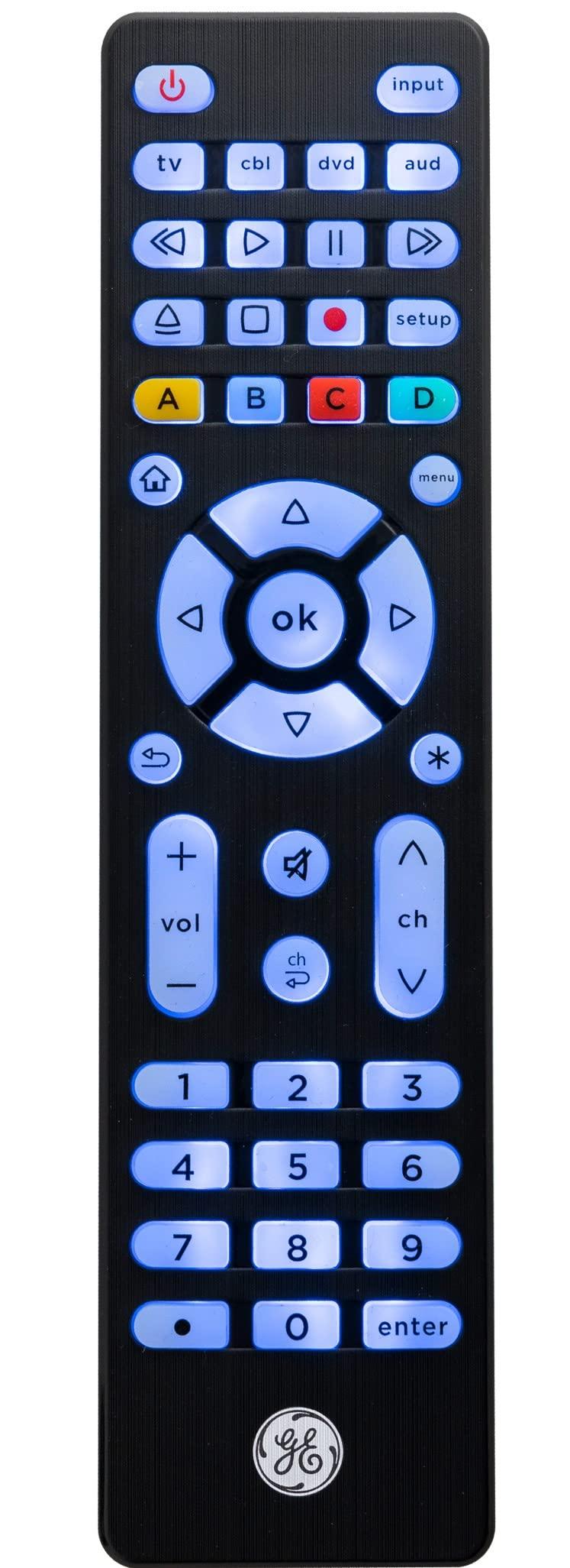 GE GE Backlit Universal Remote Controls for Samsung, Vizio, LG, Sony TVs, Blu-Ray Players, Streaming Devices (48843, 48848)