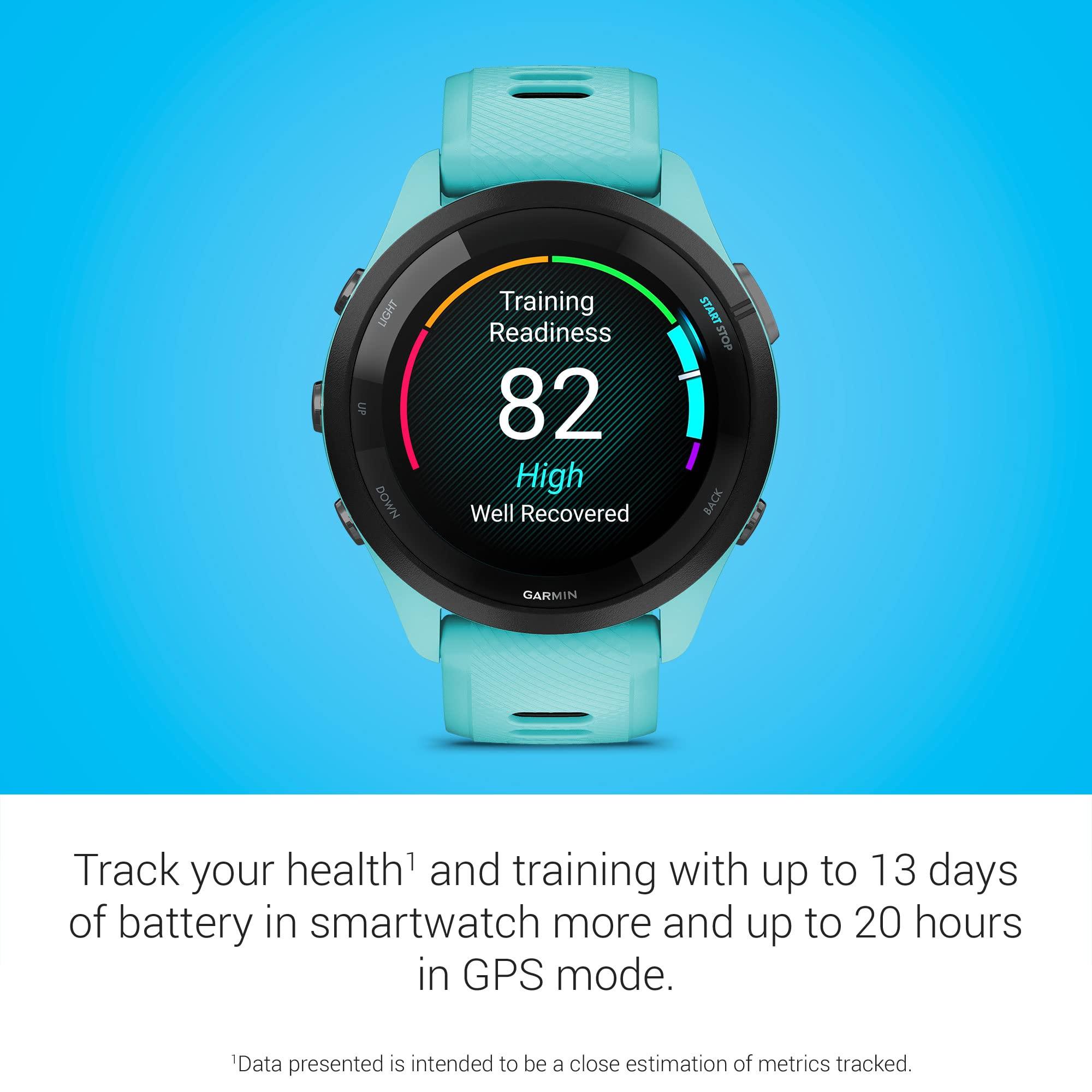 Garmin Garmin Forerunner 265 Running Smartwatch, Colorful AMOLED Display, Training Metrics and Recovery Insights, Aqua and Black