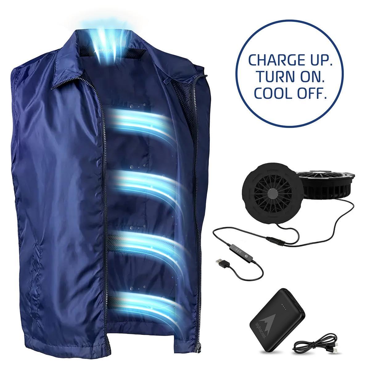 Alphacool AlphaCool Cooling Fan Vest with 2 fans for Men & Women Personal Wearable Air Conditioner 2XL