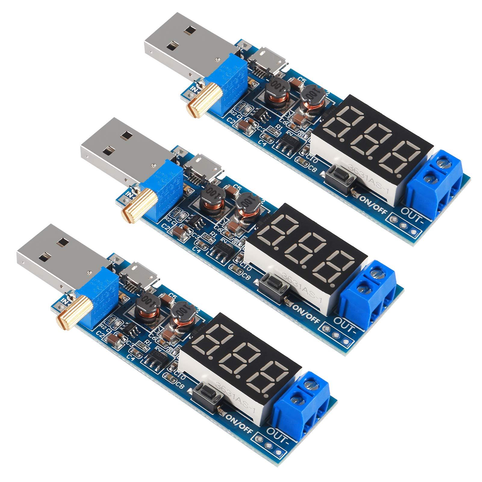 ACEIRMC ACEIRMC 3pcs USB Buck Boost Converter 3.5V-12V to 1.2V-24V DC-DC Step Up Step Down Power Supply Module Voltage Regulator 5V to 3.3V 9V 12V 18V 24V