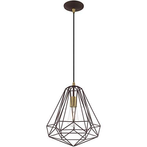 Livex Lighting Livex Lighting 41324-07 Geometric Shade - 12.25" One Light Mini Pendant, Bronze Finish with Bronze Metal Shade