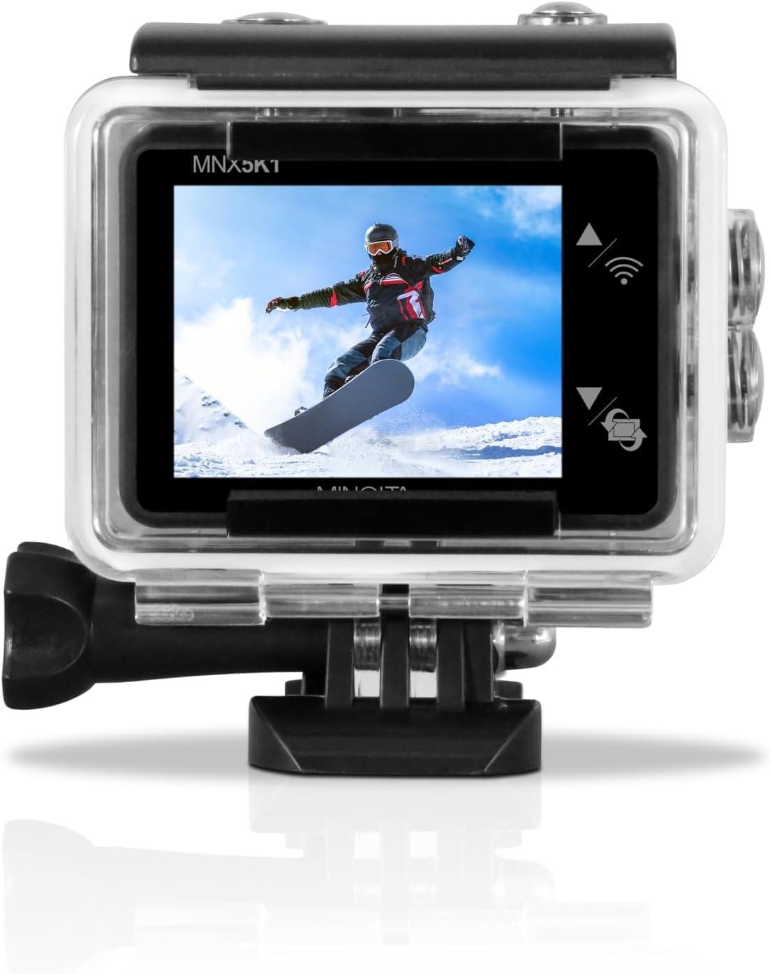 Minolta Minolta MNX5K1 5K Ultra HD / 24 MP Action Camera Kit + 32GB Memory Card + Cleaning kit + Diginerds 50 in 1 Go Pro Accessory Pack - Black