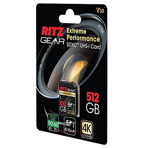 Ritz Gear RITZ GEAR Extreme Performance High Speed UHS-I SDXC 512GB 90/60 MB/S U3 A1 C10 V30 Memory Card (5 Units) Designed for SD Devices That can Capture Full HD, 3D, and 4K Video as Well as raw Photography