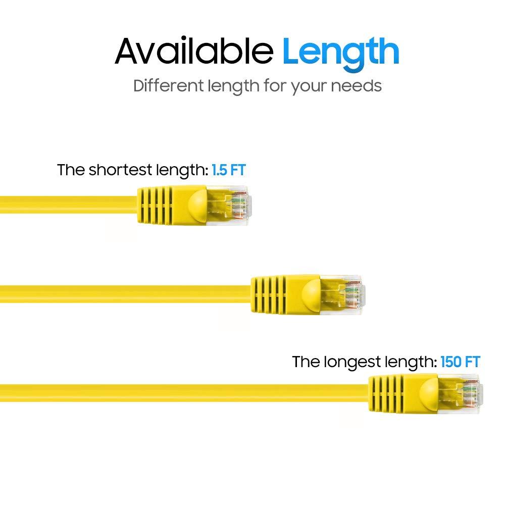 Cmple Cmple - Cat5e Ethernet Cable 25 ft, 350 MHz UTP Cat 5e Ethernet Patch Cable, 1Gbps Network LAN Cable, RJ45 Connectors, Compatible with PC, Laptop, Modem, Router, HDTV, Gaming Console - Yellow