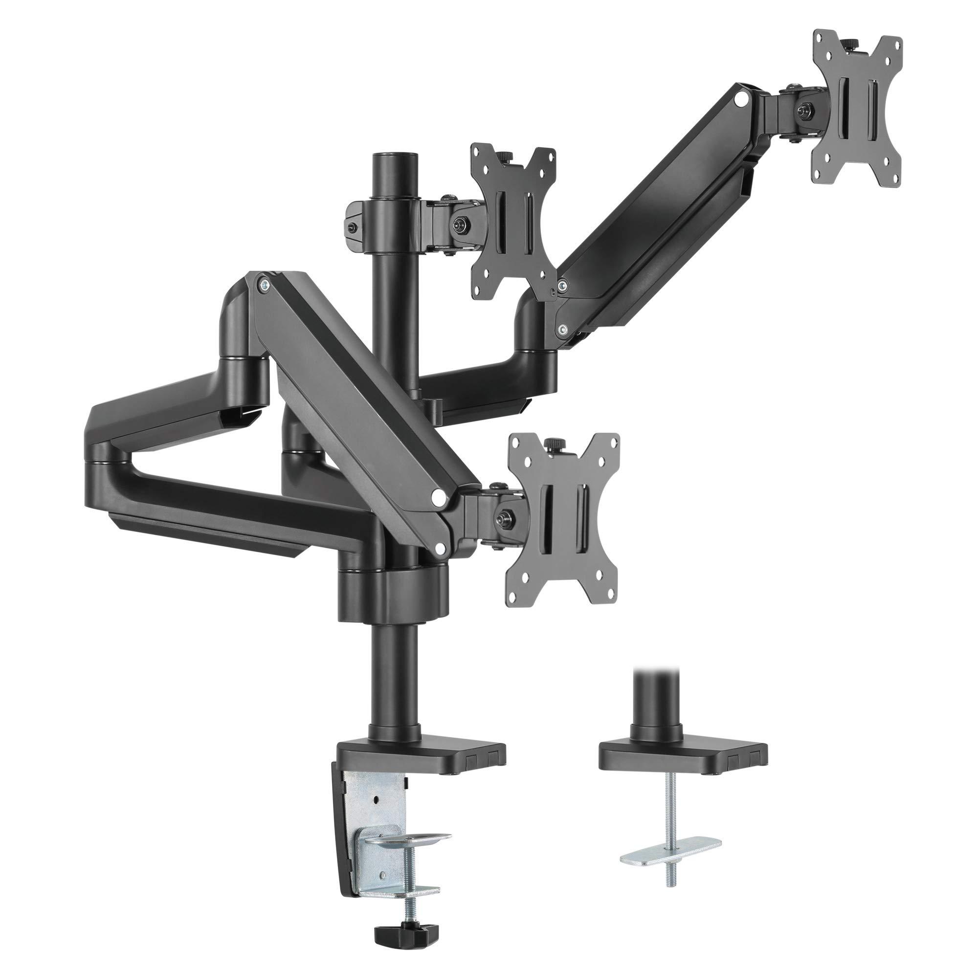 Mount-It! Mount-It! Triple Monitor Mount for Computer Screens Up to 27 Inch, Triple Monitor Stand with Gas Spring Arms, Holds 15.4 lbs Per Arm, 3 Monitor Stand Desk Mount with Tilt, Swivel, VESA 75x75,100x100mm