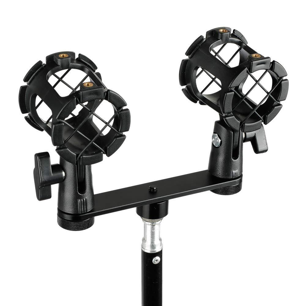 CAMVATE CAMVATE 5/8'' Male to 1/4'' Female Microphone Screw + Double Microphone Mounts Bracket + 5/8"-27 Male Screw