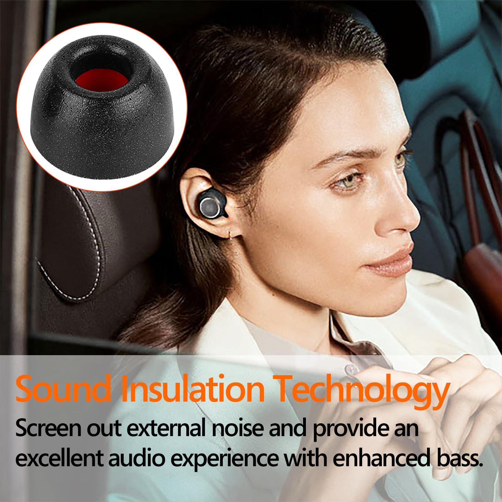 GEEKRIA Geekria 3 Pairs Comfort Memory Foam True Wireless Earbuds Ear Tips Compatible with 4.5-6.3mm in-Ear Earphones Nozzle Blocking Noise Foam Tips/Earbud Ear Tips/Tips Eartips (L Size/Short)