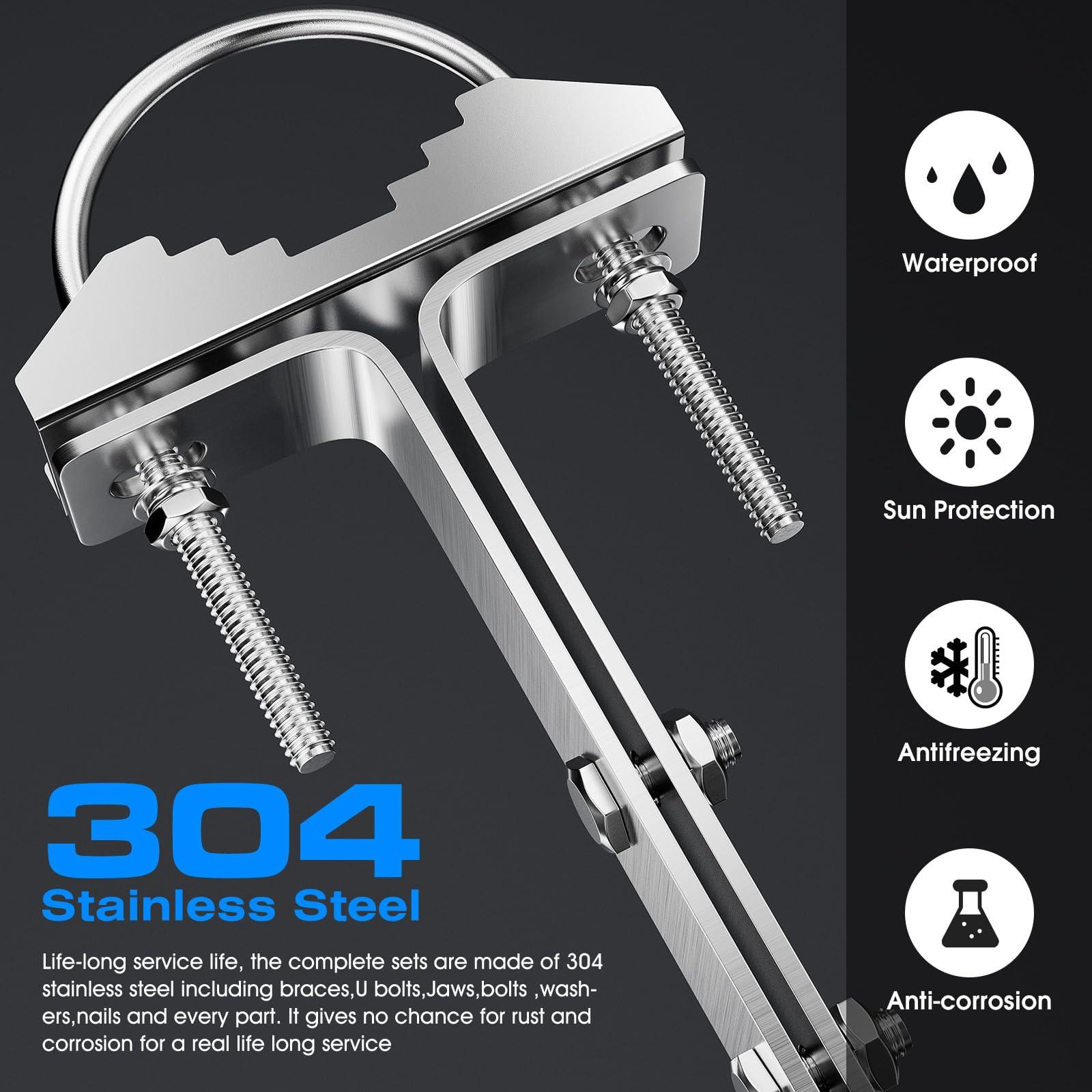 CYANTEKOMS SS304 Antenna Wall Mount 16 Inch Tall Heavy-Duty Stand Off Wall Mast Mount Windproof Antenna Mounting Bracket