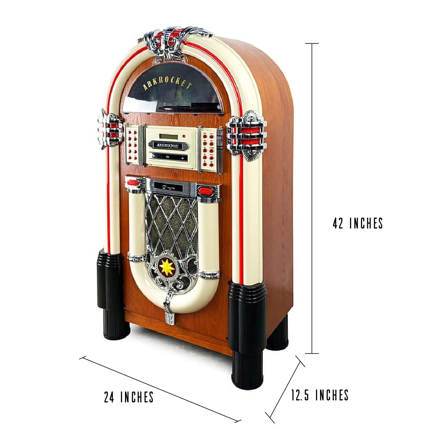 arkrocket Arkrocket Full Size Jukebox Vinyl Record Player Bluetooth USB SD CD Player Radio Retro Turntable Classic Jukebox (Taurus - Classic)