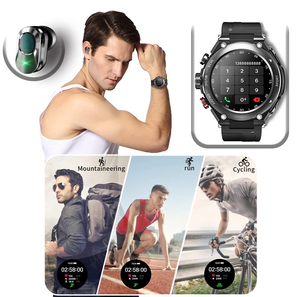 Desong Desong Smart Watch with Earbuds 3 in 1 Round Fitness Tracker 1.28inch Smartwatch for Men Answer/Make Call Speaker Recording Sleep Monitor Sports Smart Watch Long Time Standby