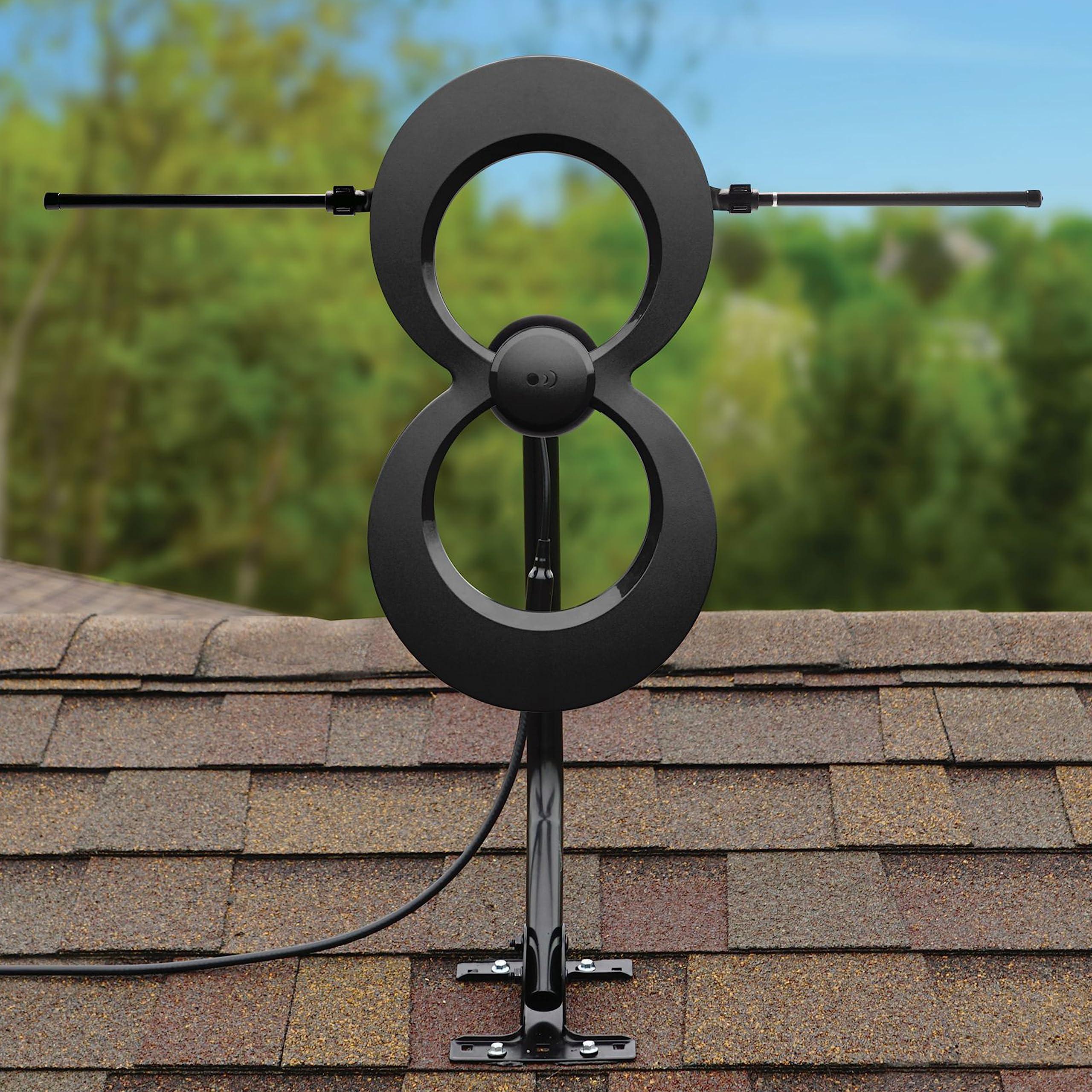 Antennas Direct Antennas Direct ClearStream MAX-XR UHF VHF Indoor Outdoor TV Antenna, Multi-Directional, 60-Mile Range, 4K 8K UHD NEXTGEN TV w/ 20-inch Mast (Black)