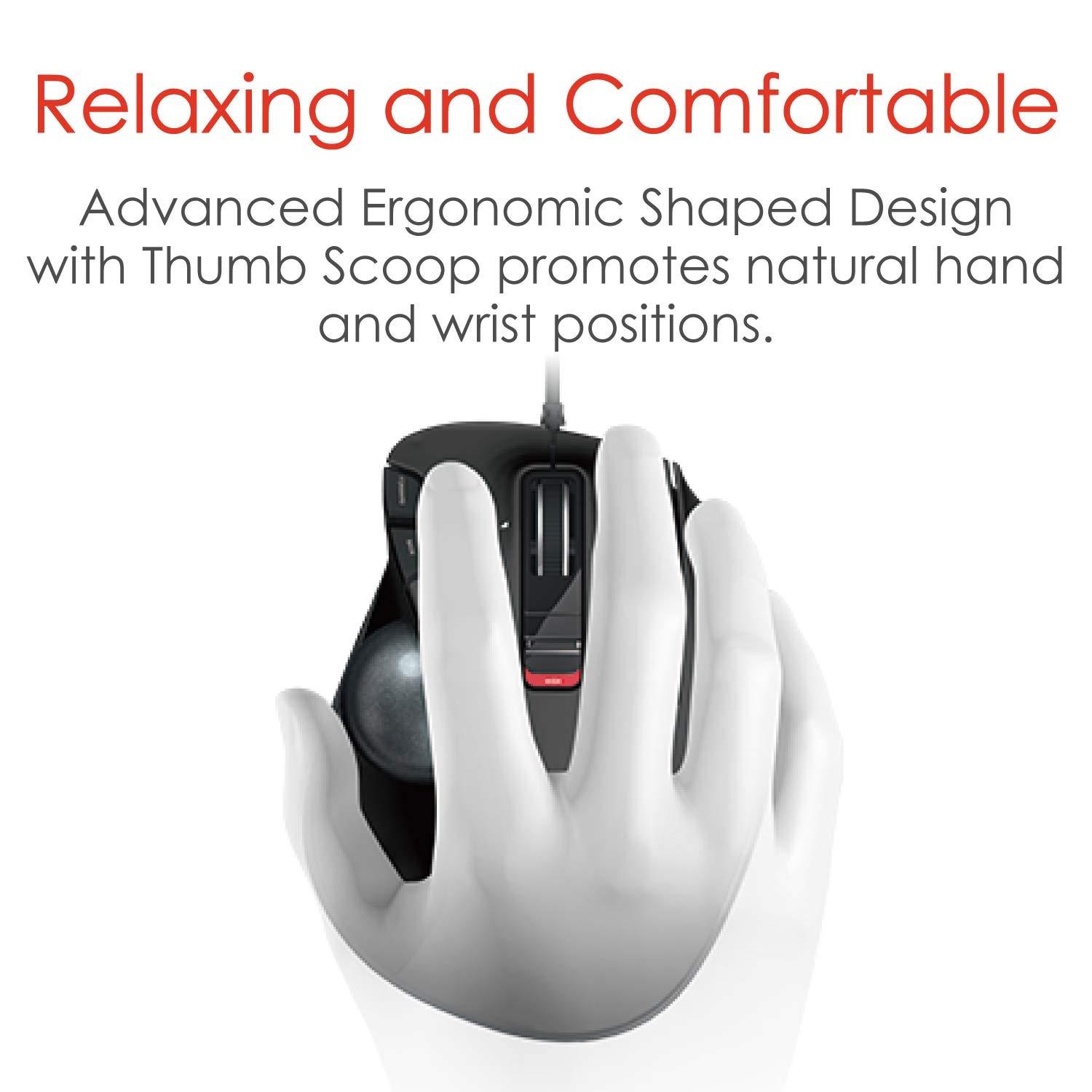 ELECOM ELECOM EX-G Wired Trackball Mouse, Ergonomic, Thumb Control, Smooth Tracking Roller Ball, 6 Programmable Buttons, Tilt Scroll Computer Mice for PC Mac