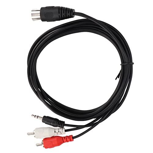 Septpenta DIN to 3.5mm 2 RCA Cable, DIN 8 Pin Plug, 5.9Ft Length Male to Male Big DIN Sound Adapter Cord, Flexible, Bendable for Audio Equipment, Players, Amplifiers, Receivers, Subwoofers