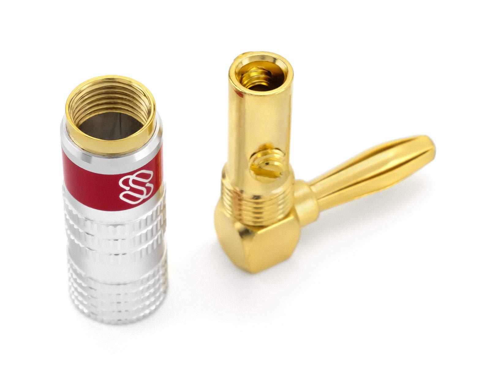 Sewell Sewell Silverback Right Angle Banana Plugs, 12 Pairs Quick Connect Gold Plated Speaker Plugs 90 Degree