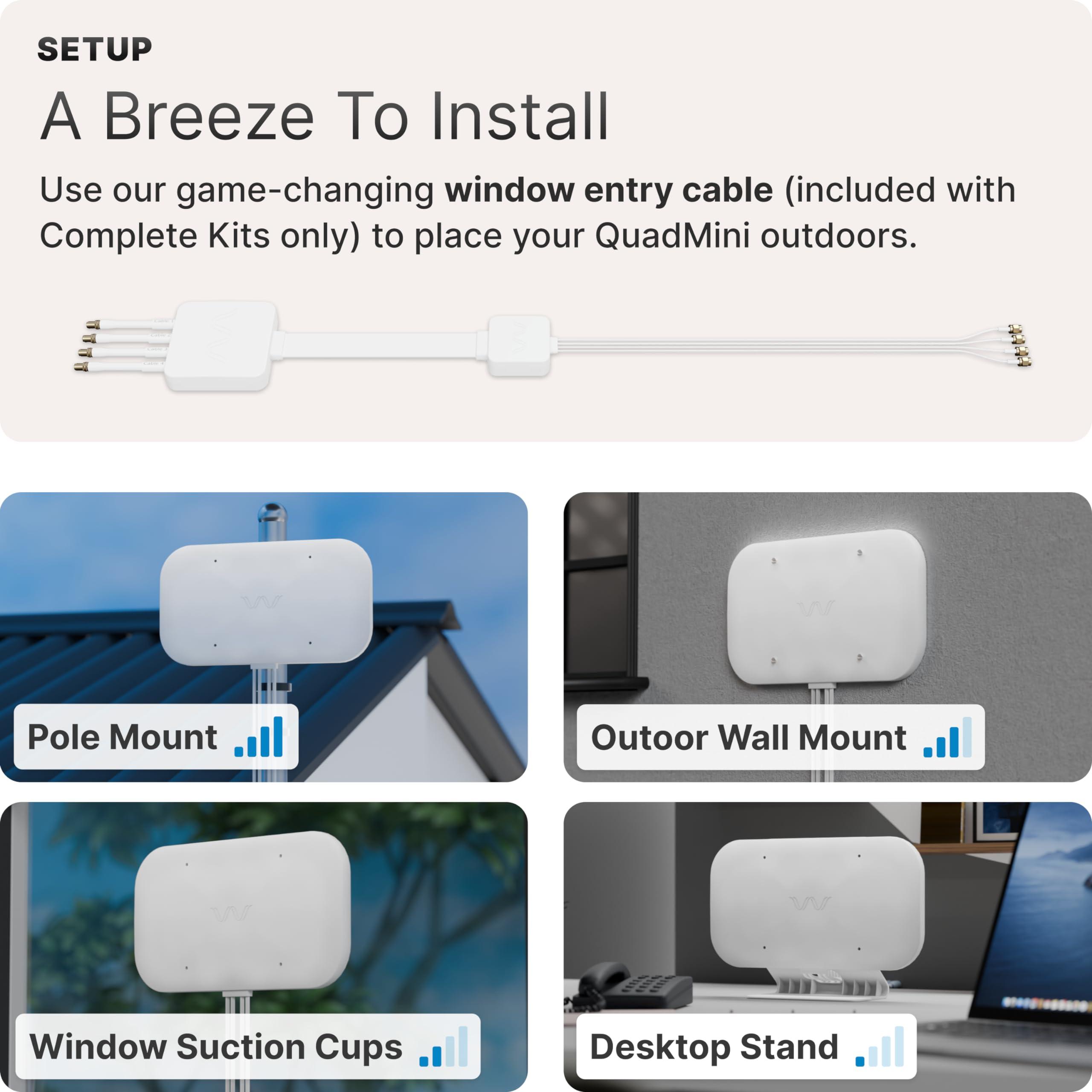Waveform Waveform QuadMini: 4x4 MIMO Low-Profile Antenna Kit | External Antenna for 4G/5G Routers & Gateways | for T-Mobile Home Internet, Verizon, AT&T | 10 SMA Cable, U.FL Adapters, Window Entry
