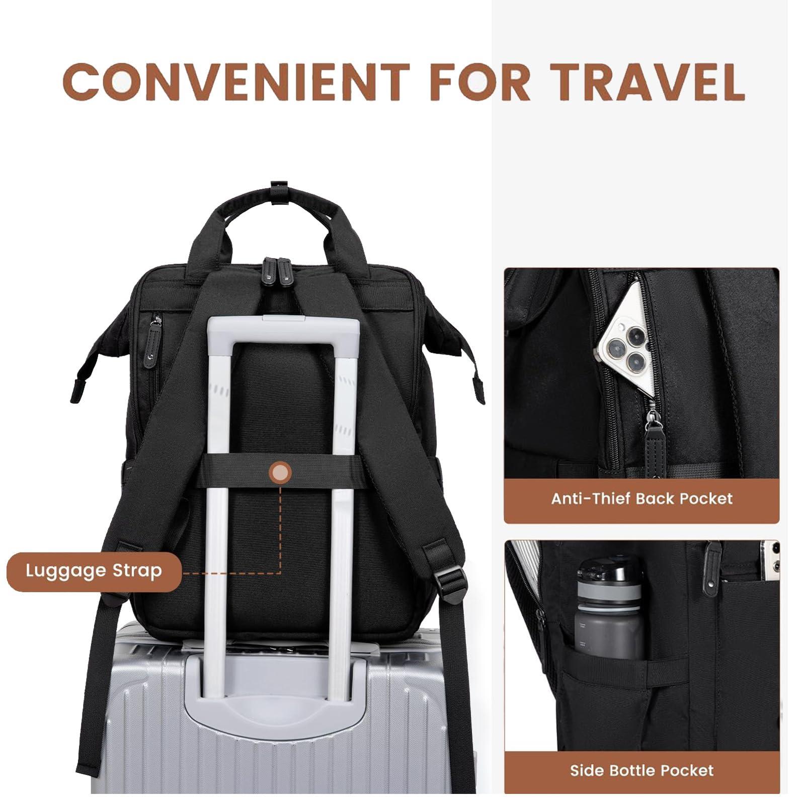 LOVEVOOK LOVEVOOK Laptop Backpack, Travel Bag with 17.3 inch Laptop Compartment, Water Resistant Teacher Nurse Doctor Work Bag, Anti-theft Daypack, Black