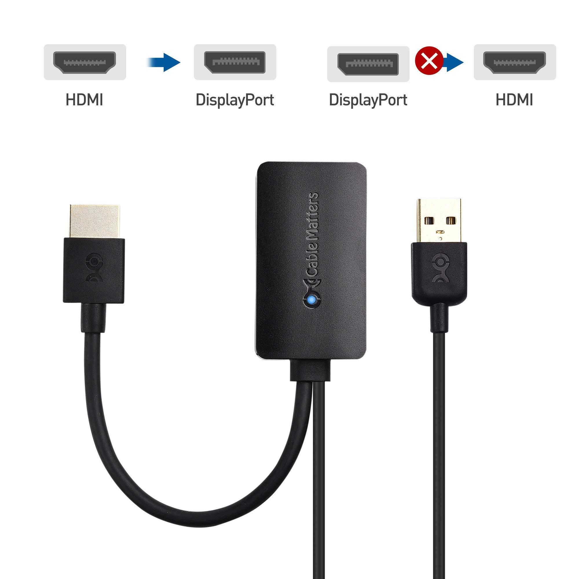 Cable Matters Cable Matters HDMI to DisplayPort Adapter (HDMI to DP Adapter) with 4K Video Resolution Support & DisplayPort to DisplayPort Cable (DP to DP Cable) 6 Feet