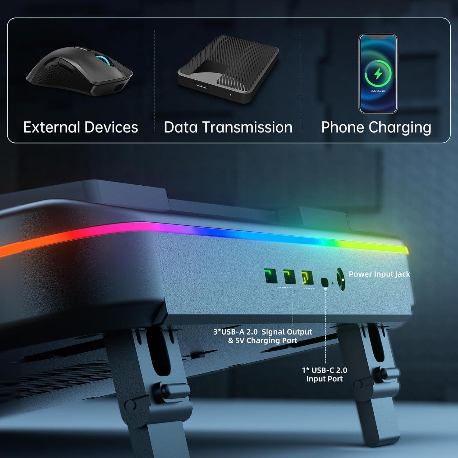 PHAPPY Cooling Pad for HP 17 16 15 inch Gaming Laptop with Ultra Powerful Booster Turbo Cooling Fan Can Fast Cooling, 6 RGB Light,Adjustable Speed, Touch Control