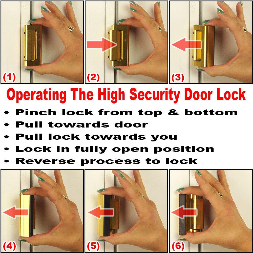 Defender Security Prime-Line U 11126 Door Reinforcement Lock Add Extra, High Security to your Home and Prevent Unauthorized Entry 3 In. Stop, Aluminum Construction, Bronze (Single Pack)