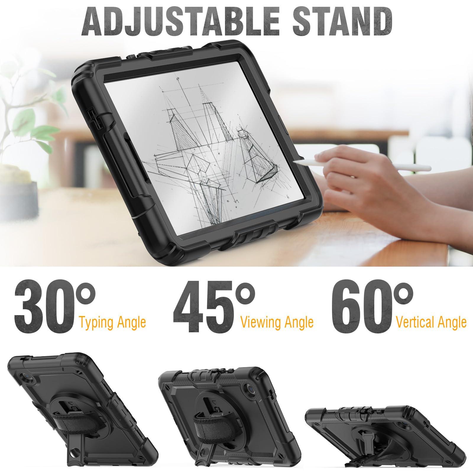 HXCASEAC HXCASEAC Case for Samsung Galaxy Tab A9 Case 8.7 Inch, Full Body Protective with Screen Protector/Hand Strap/Pen Holder, Sturdy Shockproof Samsung A9 Tablet Case 2023 SM-X110/X115/X117 - Black