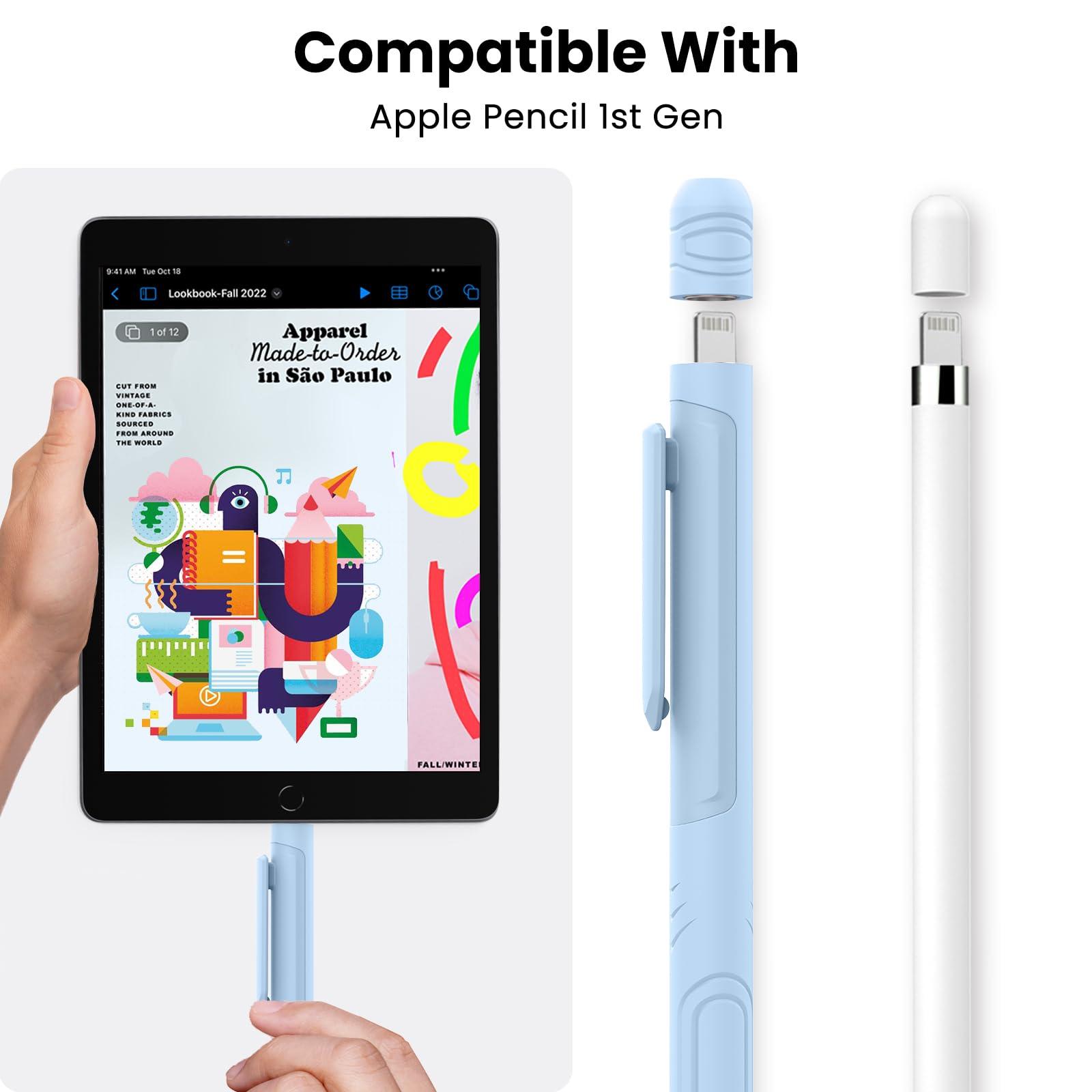 Delidigi Delidigi Pencil Case with Clip for Apple Pencil 1st Generation, Soft Silicone Shockproof Sleeve Protective Cover Grip Accessories Compatible with Apple Pencil 1st Generation