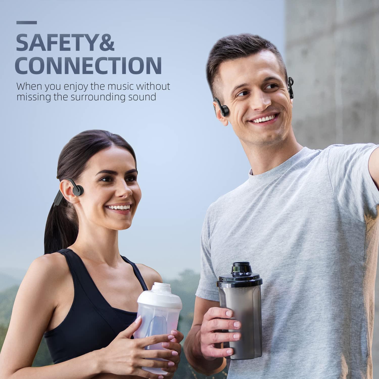 PURERINA PURERINA Bone Conduction Headphones Open Ear Headphones Bluetooth 5.0 Sports Wireless Earphones with Built-in Mic, Sweat Resistant Headset for Running, Cycling, Hiking, Driving, Black