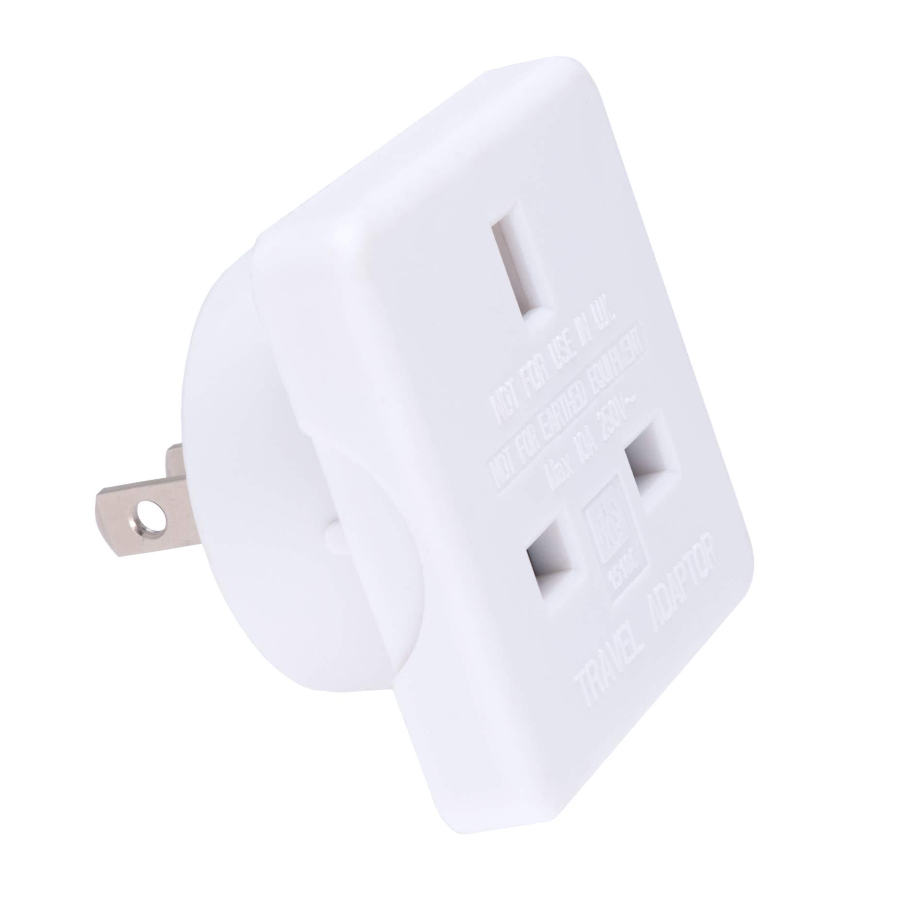 Keple UK to US Adapter England American Socket 3 Pin to 13 Amp 2 Pin Plug Type G to Type A B | International Universal USA Travel Adaptor Adopter | for Mobile Phone Tablet Laptop | 1 x White