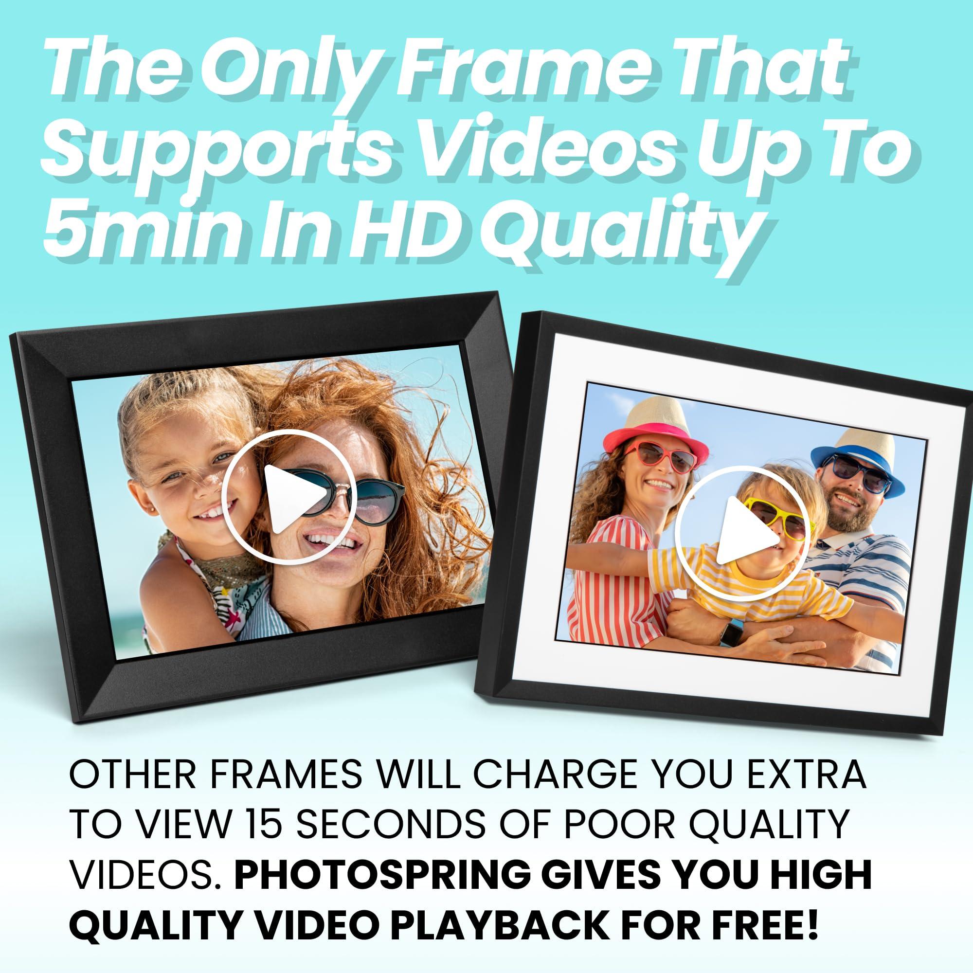 PhotoSpring PhotoSpring 10 inch WiFi Digital Picture Frame | Send Photos by Email, Web or Our Free App | Electronic Picture Frame with Touchscreen & 32GB Internal Memory | Easy Setup | Play Videos up to 5 min
