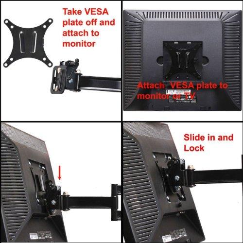 VideoSecu VideoSecu TV Wall Mount Articulating Arm Tilt Swivel Bracket for Most 19-39" TV Monitor Display VESA 100X100 75X75 up to 33LBS ML15B A28