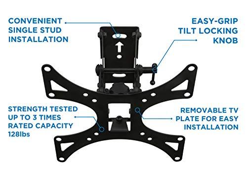 Mount-It! Mount-It! Swivel TV Wall Mount for Single Stud Installation | Fits Up to 200x200 VESA Patterns for 23-42 Inch Flat Screen and Monitors | Adjustable Tilt and Extend | 66 Lbs Capacity, Black