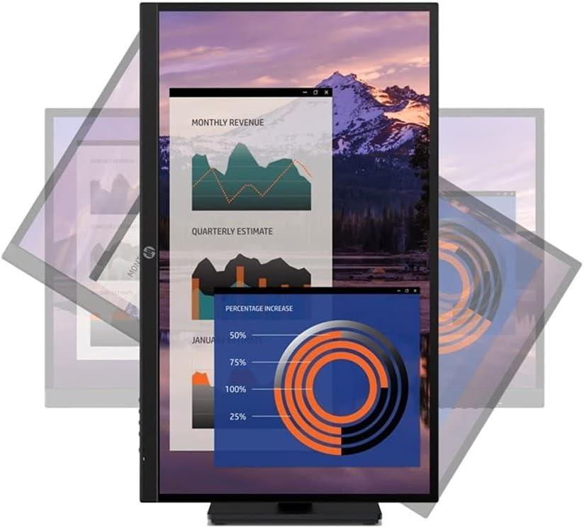 HP HP P27h G4 27 Inch IPS Desktop Office Monitor Full HD 75 Hz Built-in Speaker Tilt Swivel Pivot Height Adjustable Low Blue Light HDMI VGA DisplayPort for Laptop PC Screen Display, Black (Renewed)