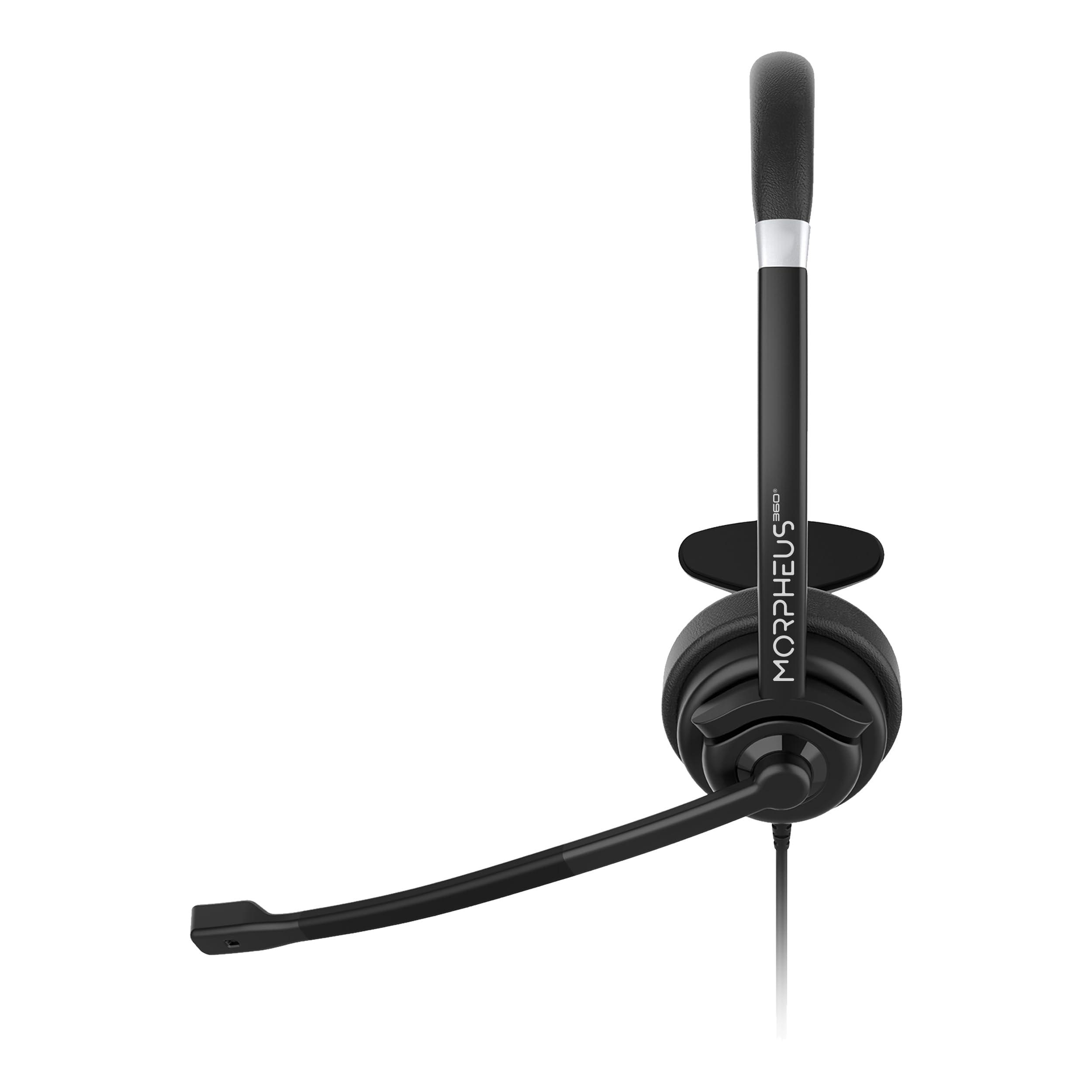 Morpheus 360 Morpheus 360 Connect USB Mono Headset with Boom Microphone - Noise Canceling - Reversible Design - Eco-Leather Ear Cushion - in-Line Volume Controls - Mute Button - Black - HS5200MU