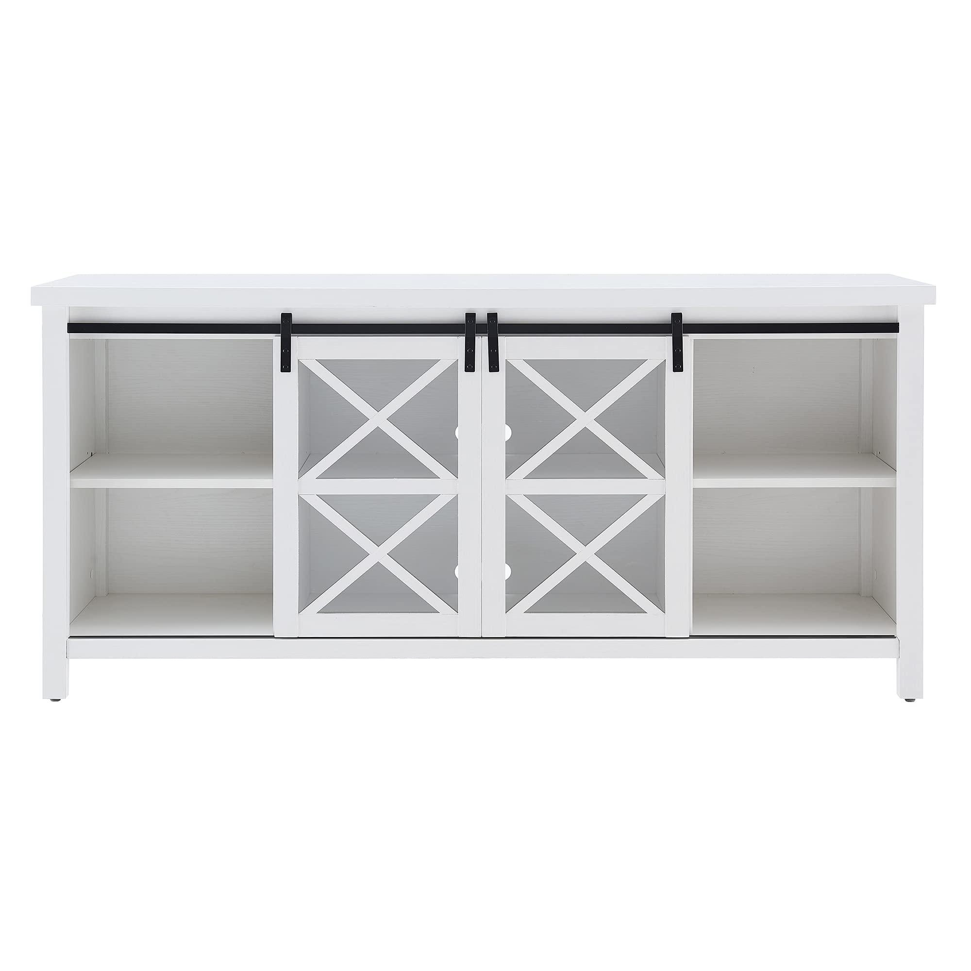 Henn&Hart Clementine Rectangular TV Stand for TV's up to 80" in White