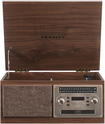 Crosley Crosley CR7023A-WA Serenade 8-in-1 Vinyl Record Player with 3-Speed Turntable, Bluetooth, AM/FM Radio, CD, Cassette, and Aux-in, Walnut