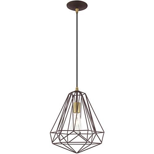 Livex Lighting Livex Lighting 41324-07 Geometric Shade - 12.25" One Light Mini Pendant, Bronze Finish with Bronze Metal Shade