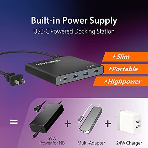 j5create j5create USB-C Travel Dock with PD 65W Power Supply - for Travel or Business Trip - Charging Adapter Hub with 4K HDMI, USB-A x 2 - for MacBook Air/Pro 13, Surface Pro, and USB-C Laptop (JCDP392)