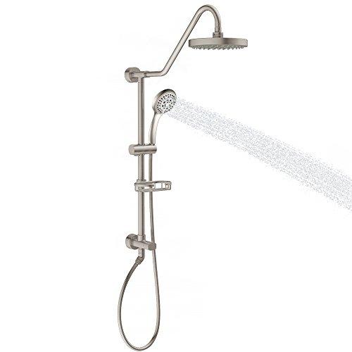 PULSE ShowerSpas PULSE ShowerSpas 1011-III-BN Kauai III Shower System with 8" Rain Showerhead, 5-Function Hand Shower, Adjustable Slide Bar and Soap Dish, Brushed Nickel Finish