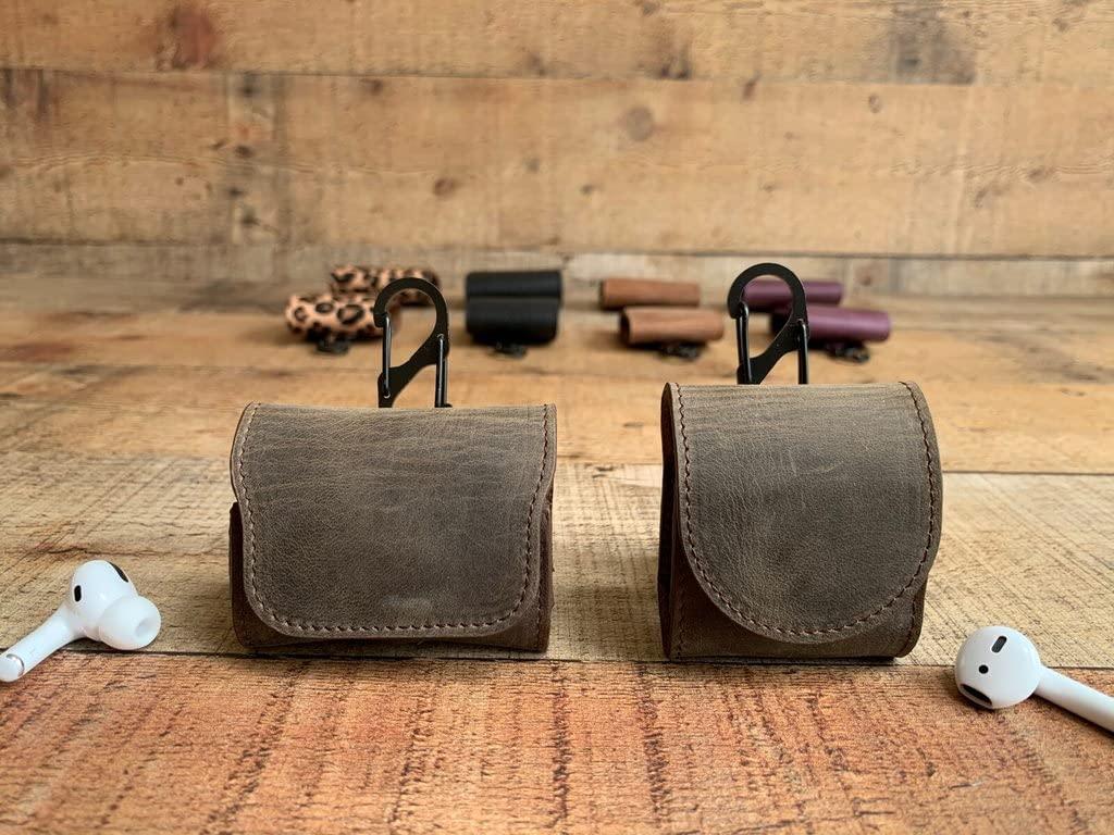 HARDISTON HARDISTON Genuine Leather Handmade Apple AirPods Pro - Soft Case with Keychain Clip - Support Wireless Chargers - Compatible with AirPods Pro (Mocha)