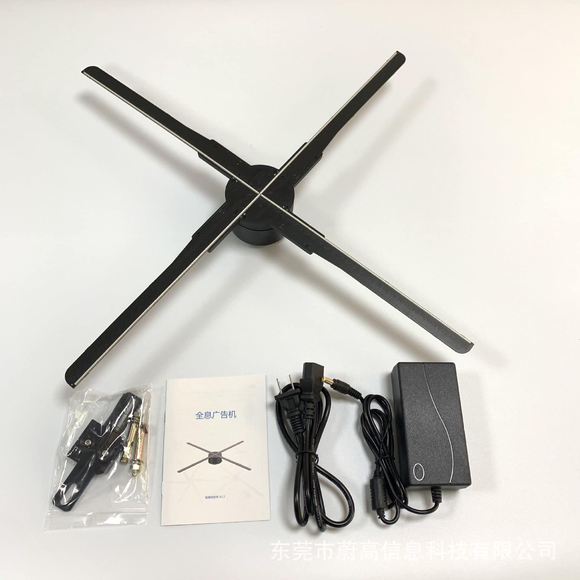 PYPYP 3D Hologram fan,3D Hologram Projector, 3D Holographic Projection Wall-mounted Advertising Machine Three-dimensional Suspension Fan Led Display Outdoor High-definition Naked Eye 52cm for Halloween,Bar,